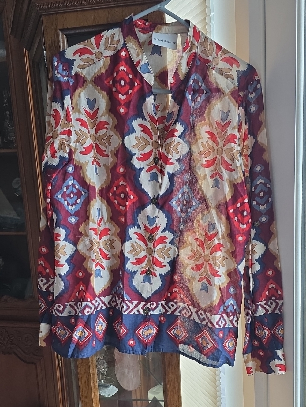 Alfred Dunner Multicolor Floral Diamond Print Blouse